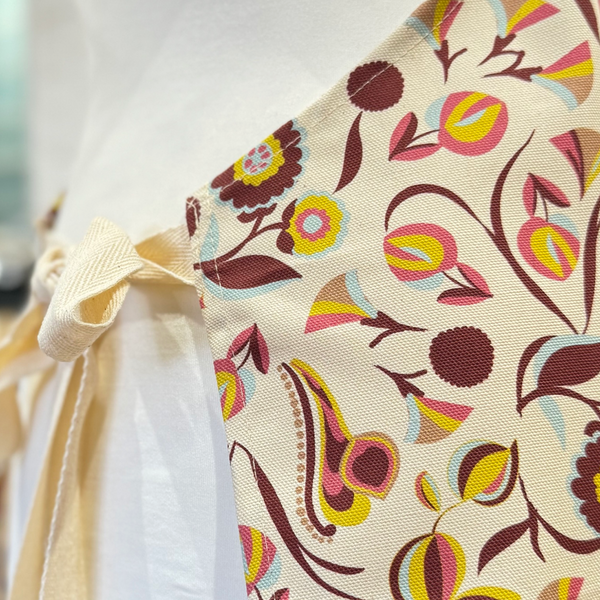 Organic Cotton Apron – Folk Print, Handmade in the UK