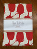 Tea towel with red and white print 